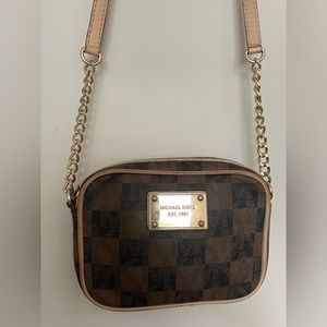 Michael Kors Jet Set small brown black and gold cross body